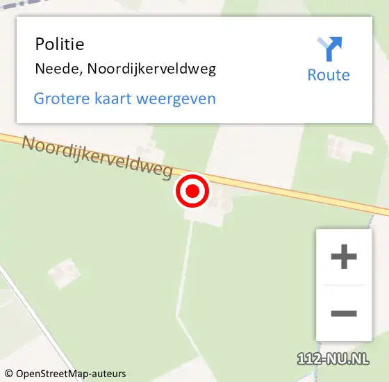 Locatie op kaart van de 112 melding: Politie Neede, Noordijkerveldweg op 6 augustus 2023 03:12