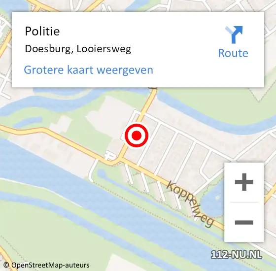 Locatie op kaart van de 112 melding: Politie Doesburg, Looiersweg op 6 augustus 2023 03:13