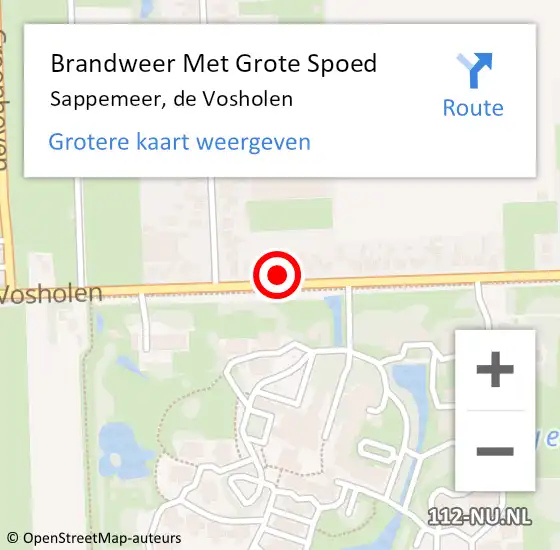Locatie op kaart van de 112 melding: Brandweer Met Grote Spoed Naar Sappemeer, de Vosholen op 6 augustus 2023 05:03