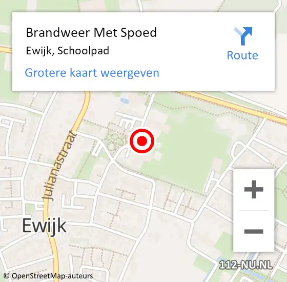 Locatie op kaart van de 112 melding: Brandweer Met Spoed Naar Ewijk, Schoolpad op 4 september 2014 03:30