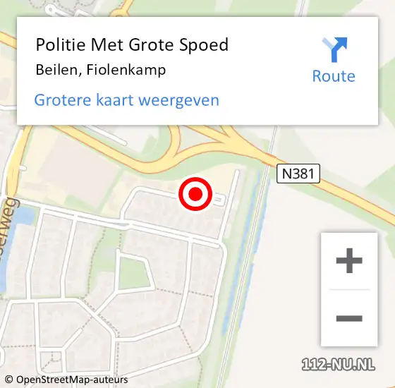 Locatie op kaart van de 112 melding: Politie Met Grote Spoed Naar Beilen, Fiolenkamp op 6 augustus 2023 05:57