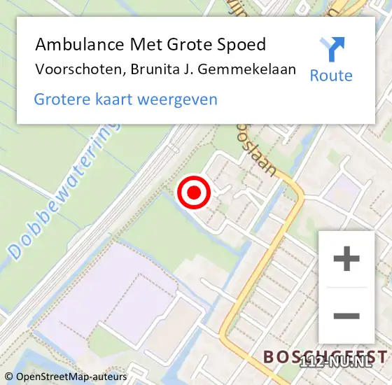 Locatie op kaart van de 112 melding: Ambulance Met Grote Spoed Naar Voorschoten, Brunita J. Gemmekelaan op 6 augustus 2023 06:50