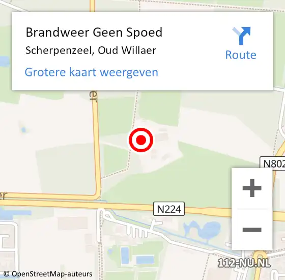 Locatie op kaart van de 112 melding: Brandweer Geen Spoed Naar Scherpenzeel, Oud Willaer op 6 augustus 2023 07:00