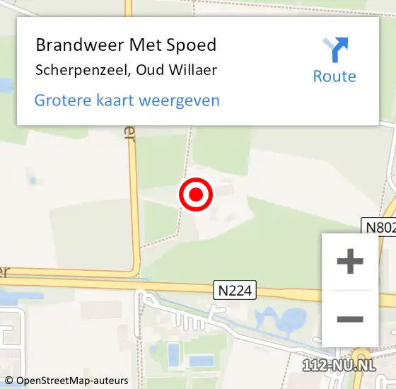 Locatie op kaart van de 112 melding: Brandweer Met Spoed Naar Scherpenzeel, Oud Willaer op 6 augustus 2023 07:01