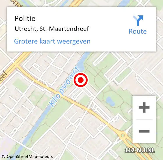 Locatie op kaart van de 112 melding: Politie Utrecht, St.-Maartendreef op 6 augustus 2023 07:11