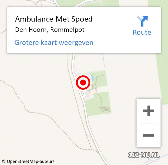 Locatie op kaart van de 112 melding: Ambulance Met Spoed Naar Den Hoorn, Rommelpot op 6 augustus 2023 08:43