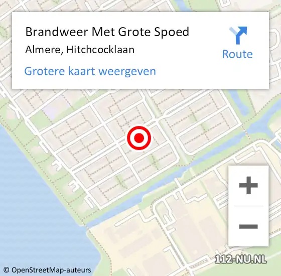 Locatie op kaart van de 112 melding: Brandweer Met Grote Spoed Naar Almere, Hitchcocklaan op 6 augustus 2023 08:54