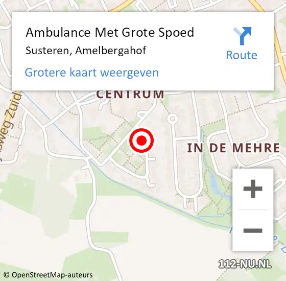 Locatie op kaart van de 112 melding: Ambulance Met Grote Spoed Naar Susteren, Amelbergahof op 6 augustus 2023 08:54