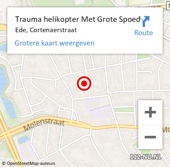 Locatie op kaart van de 112 melding: Trauma helikopter Met Grote Spoed Naar Ede, Cortenaerstraat op 6 augustus 2023 09:18