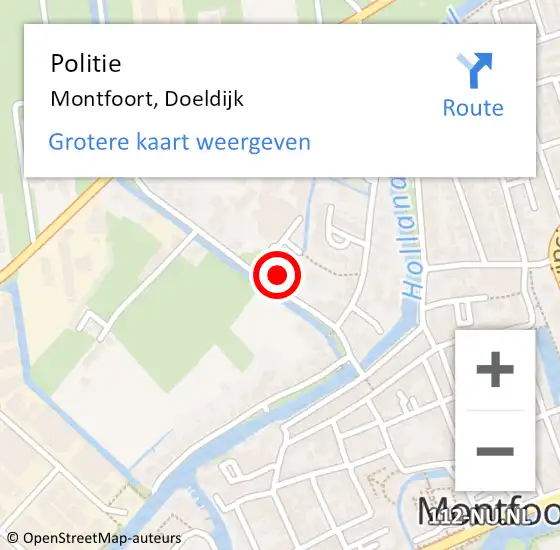 Locatie op kaart van de 112 melding: Politie Montfoort, Doeldijk op 6 augustus 2023 10:28