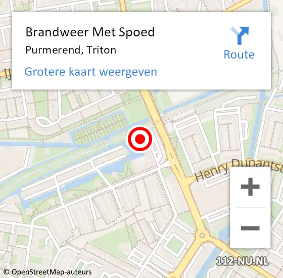 Locatie op kaart van de 112 melding: Brandweer Met Spoed Naar Purmerend, Triton op 6 augustus 2023 10:44