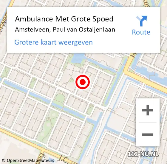 Locatie op kaart van de 112 melding: Ambulance Met Grote Spoed Naar Amstelveen, Paul van Ostaijenlaan op 6 augustus 2023 10:57