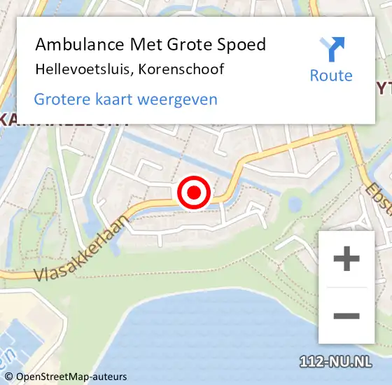 Locatie op kaart van de 112 melding: Ambulance Met Grote Spoed Naar Hellevoetsluis, Korenschoof op 6 augustus 2023 11:03