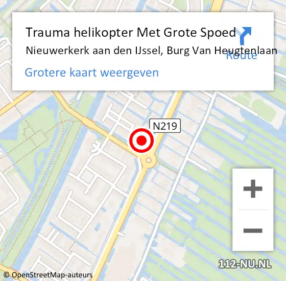Locatie op kaart van de 112 melding: Trauma helikopter Met Grote Spoed Naar Nieuwerkerk aan den IJssel, Burg Van Heugtenlaan op 6 augustus 2023 11:32