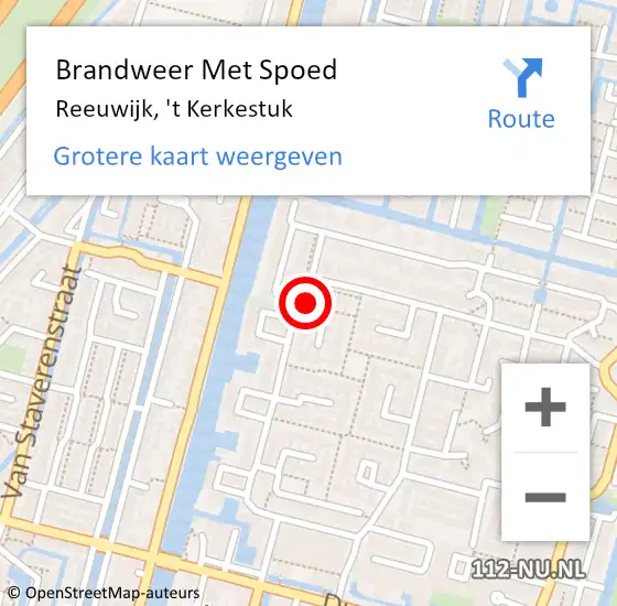 Locatie op kaart van de 112 melding: Brandweer Met Spoed Naar Reeuwijk, 't Kerkestuk op 6 augustus 2023 12:11