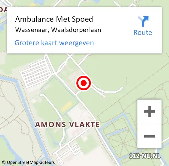 Locatie op kaart van de 112 melding: Ambulance Met Spoed Naar Wassenaar, Waalsdorperlaan op 6 augustus 2023 12:21