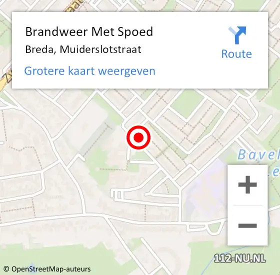 Locatie op kaart van de 112 melding: Brandweer Met Spoed Naar Breda, Muiderslotstraat op 6 augustus 2023 12:53
