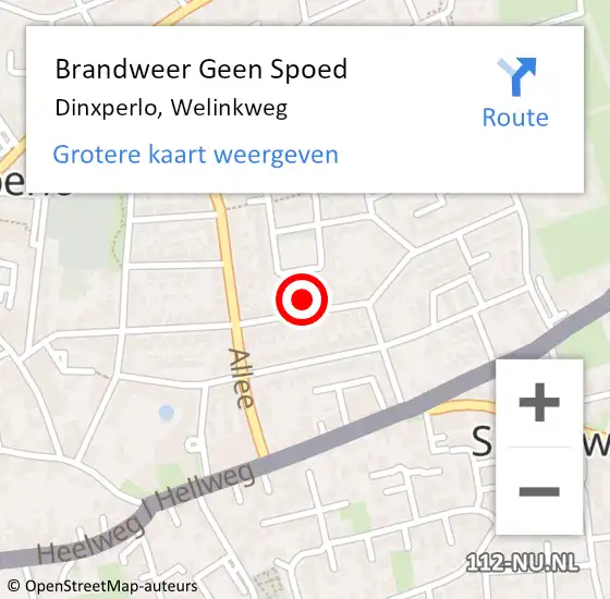 Locatie op kaart van de 112 melding: Brandweer Geen Spoed Naar Dinxperlo, Welinkweg op 6 augustus 2023 13:07