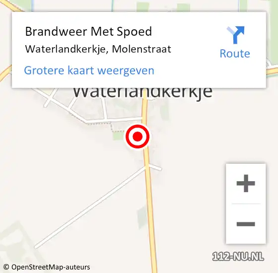 Locatie op kaart van de 112 melding: Brandweer Met Spoed Naar Waterlandkerkje, Molenstraat op 6 augustus 2023 13:55