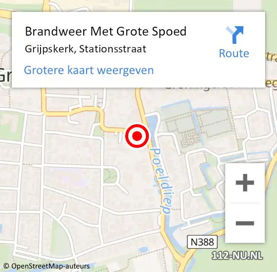 Locatie op kaart van de 112 melding: Brandweer Met Grote Spoed Naar Grijpskerk, Stationsstraat op 6 augustus 2023 14:16