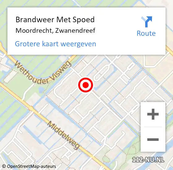 Locatie op kaart van de 112 melding: Brandweer Met Spoed Naar Moordrecht, Zwanendreef op 6 augustus 2023 14:23