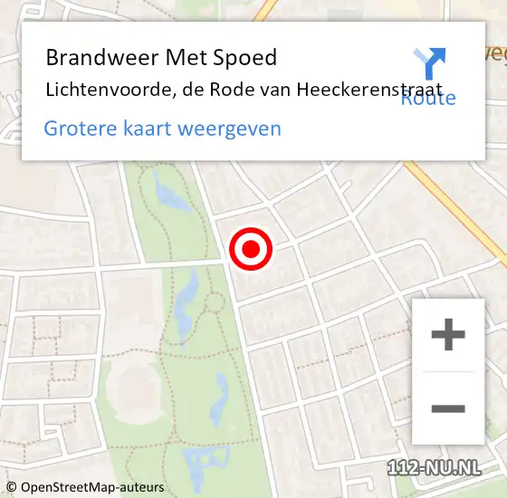 Locatie op kaart van de 112 melding: Brandweer Met Spoed Naar Lichtenvoorde, de Rode van Heeckerenstraat op 6 augustus 2023 15:00