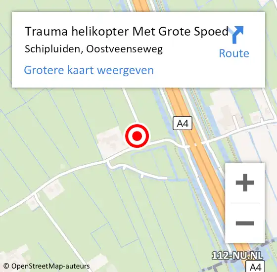 Locatie op kaart van de 112 melding: Trauma helikopter Met Grote Spoed Naar Schipluiden, Oostveenseweg op 6 augustus 2023 15:05