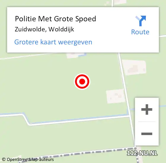 Locatie op kaart van de 112 melding: Politie Met Grote Spoed Naar Zuidwolde, Wolddijk op 6 augustus 2023 15:57