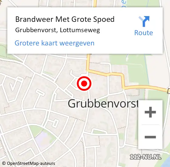 Locatie op kaart van de 112 melding: Brandweer Met Grote Spoed Naar Grubbenvorst, Lottumseweg op 6 augustus 2023 16:11