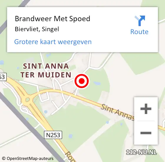 Locatie op kaart van de 112 melding: Brandweer Met Spoed Naar Biervliet, Singel op 6 augustus 2023 16:23