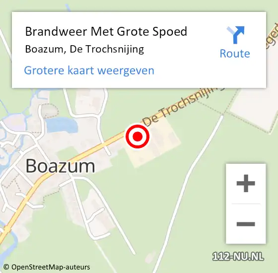 Locatie op kaart van de 112 melding: Brandweer Met Grote Spoed Naar Boazum, De Trochsnijing op 6 augustus 2023 16:31