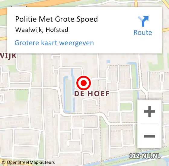 Locatie op kaart van de 112 melding: Politie Met Grote Spoed Naar Waalwijk, Hofstad op 6 augustus 2023 17:22