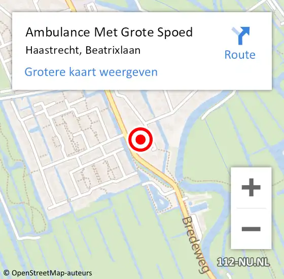 Locatie op kaart van de 112 melding: Ambulance Met Grote Spoed Naar Haastrecht, Beatrixlaan op 6 augustus 2023 17:43