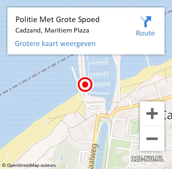 Locatie op kaart van de 112 melding: Politie Met Grote Spoed Naar Cadzand, Maritiem Plaza op 6 augustus 2023 17:55