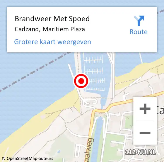 Locatie op kaart van de 112 melding: Brandweer Met Spoed Naar Cadzand, Maritiem Plaza op 6 augustus 2023 17:55