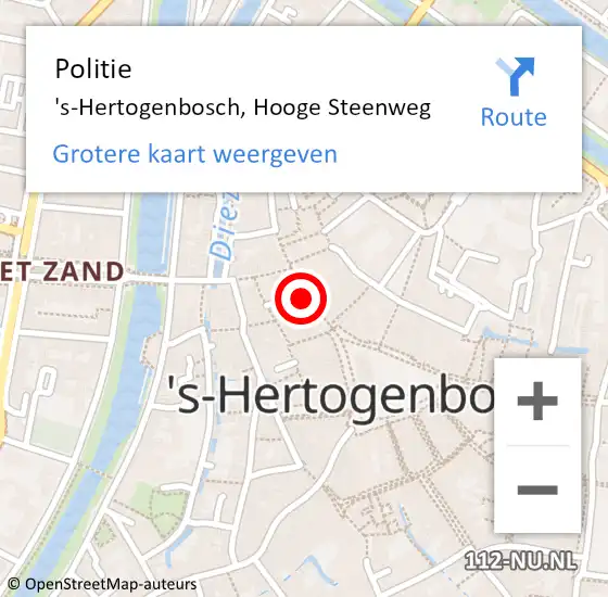 Locatie op kaart van de 112 melding: Politie 's-Hertogenbosch, Hooge Steenweg op 6 augustus 2023 18:14