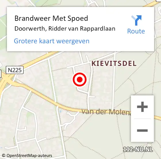 Locatie op kaart van de 112 melding: Brandweer Met Spoed Naar Doorwerth, Ridder van Rappardlaan op 6 augustus 2023 18:20