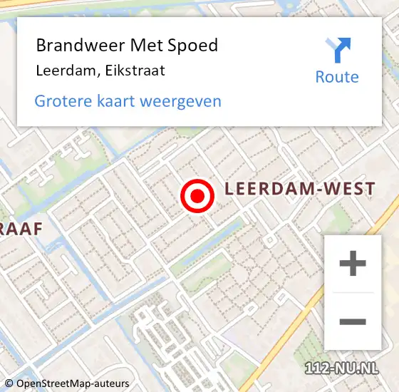 Locatie op kaart van de 112 melding: Brandweer Met Spoed Naar Leerdam, Eikstraat op 6 augustus 2023 19:29