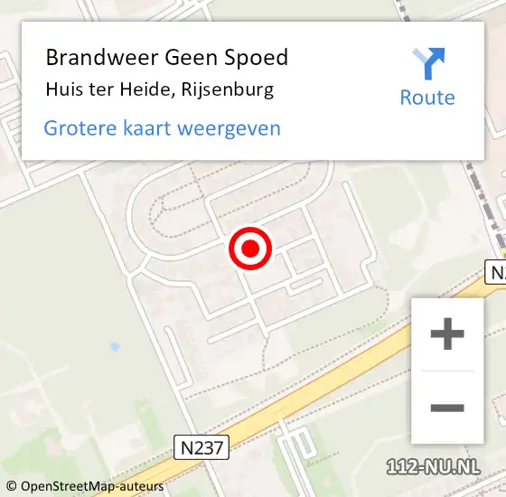 Locatie op kaart van de 112 melding: Brandweer Geen Spoed Naar Huis ter Heide, Rijsenburg op 6 augustus 2023 19:41