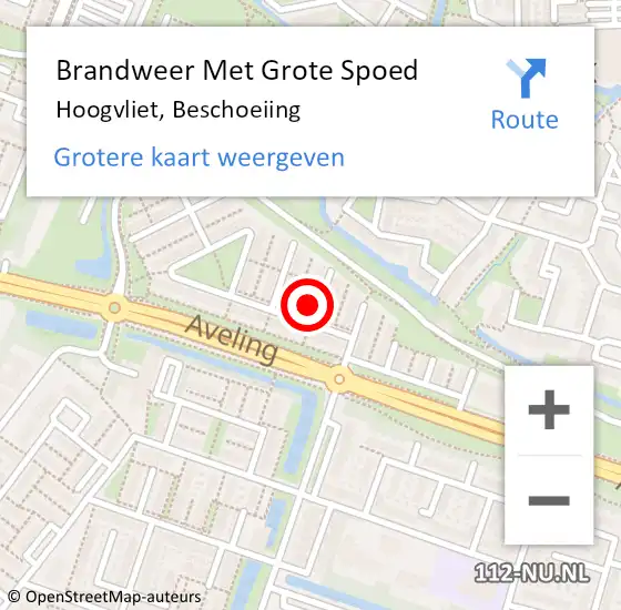 Locatie op kaart van de 112 melding: Brandweer Met Grote Spoed Naar Hoogvliet, Beschoeiing op 6 augustus 2023 20:07