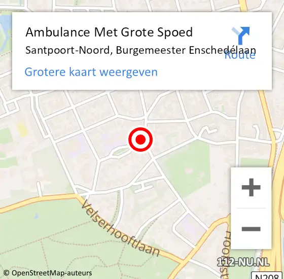 Locatie op kaart van de 112 melding: Ambulance Met Grote Spoed Naar Santpoort-Noord, Burgemeester Enschedélaan op 6 augustus 2023 20:24