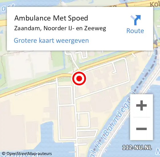 Locatie op kaart van de 112 melding: Ambulance Met Spoed Naar Zaandam, Noorder IJ- en Zeeweg op 6 augustus 2023 20:35