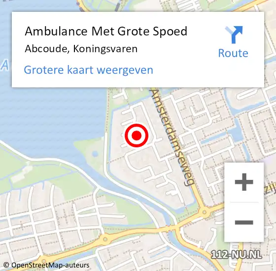 Locatie op kaart van de 112 melding: Ambulance Met Grote Spoed Naar Abcoude, Koningsvaren op 6 augustus 2023 20:50