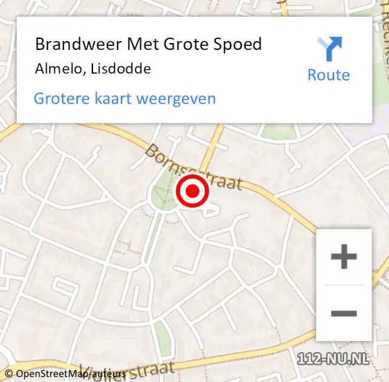 Locatie op kaart van de 112 melding: Brandweer Met Grote Spoed Naar Almelo, Lisdodde op 6 augustus 2023 20:57