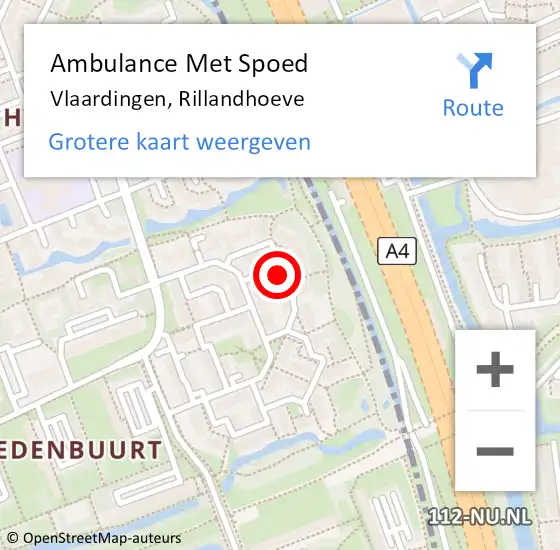 Locatie op kaart van de 112 melding: Ambulance Met Spoed Naar Vlaardingen, Rillandhoeve op 6 augustus 2023 21:02