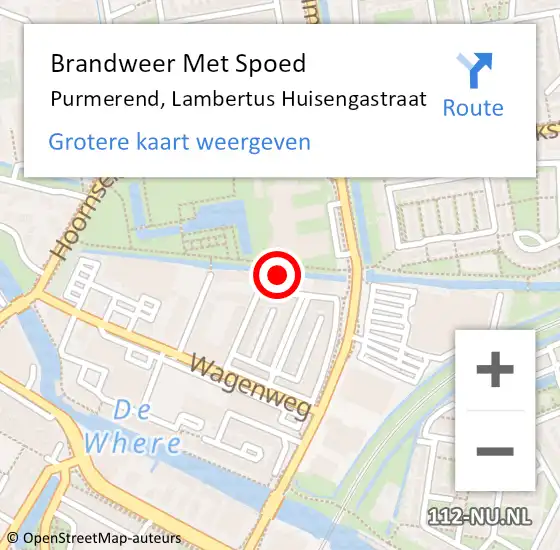 Locatie op kaart van de 112 melding: Brandweer Met Spoed Naar Purmerend, Lambertus Huisengastraat op 6 augustus 2023 21:56