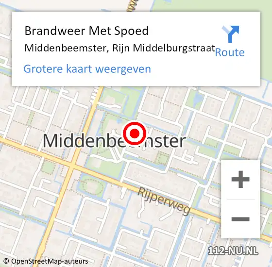 Locatie op kaart van de 112 melding: Brandweer Met Spoed Naar Middenbeemster, Rijn Middelburgstraat op 6 augustus 2023 22:27