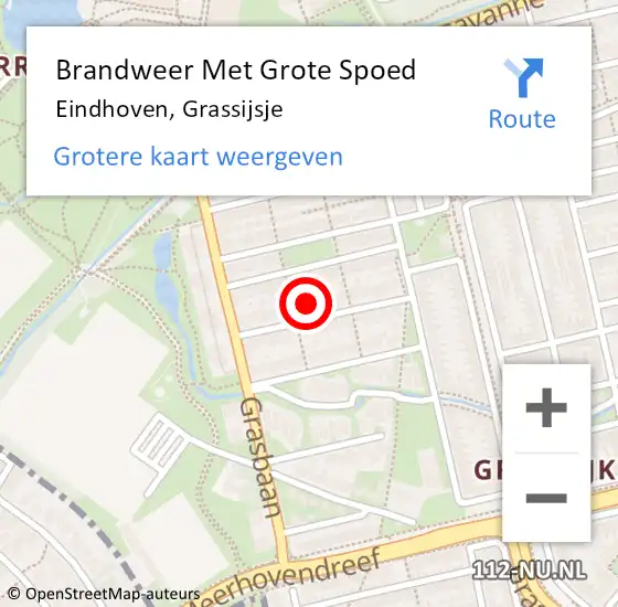 Locatie op kaart van de 112 melding: Brandweer Met Grote Spoed Naar Eindhoven, Grassijsje op 6 augustus 2023 22:38