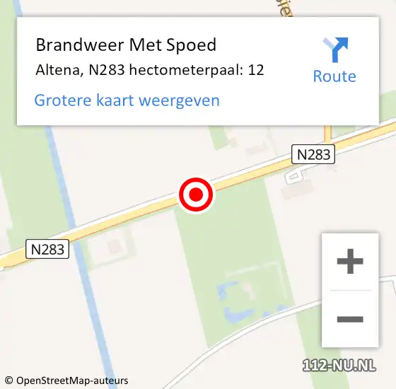 Locatie op kaart van de 112 melding: Brandweer Met Spoed Naar Altena, N283 hectometerpaal: 12 op 7 augustus 2023 01:16