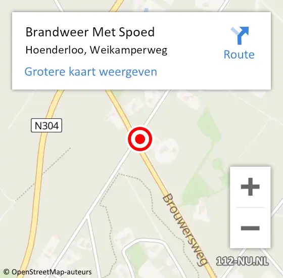 Locatie op kaart van de 112 melding: Brandweer Met Spoed Naar Hoenderloo, Weikamperweg op 7 augustus 2023 02:46